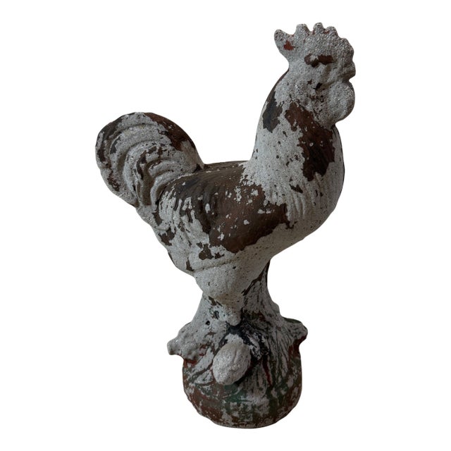 Mid 20th Century Vintage French Cast Concrete Rooster Sculpture For Sale