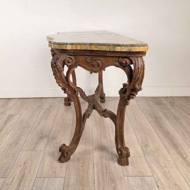 18th Century Italian Walnut Rococo Console With Marble Top For Sale - Image 11 of 18
