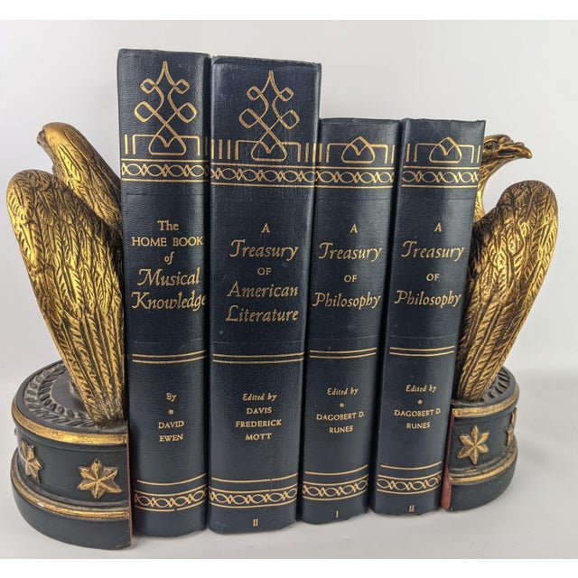 Traditional Vintage Blue & Gold Gilt Prentice-Hall Library Books, 1954–55 – Set of 4 For Sale - Image 3 of 13