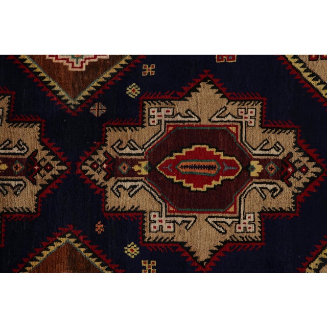 Rug & Kilim’s Afghan Baluch Tribal Rug in Navy Blue With Beige-Brown Medallions For Sale In New York - Image 6 of 7