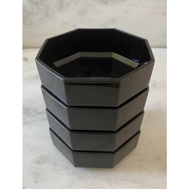 Vintage Black French Glass Bowls - Set of 4 For Sale - Image 4 of 10