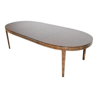 Bernhard Rohne for Mastercraft Hollywood Regency Burl Wood and Brass Dining Table, 1970s For Sale