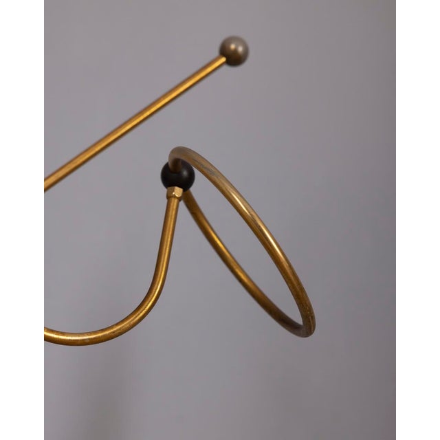 1960s Vintage Italian Floor Coat Stand in Golden Brass, 1960s For Sale - Image 5 of 13
