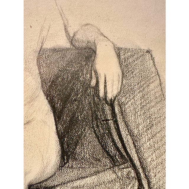 1990s Vintage Exquisite Classical Pencil Sketch of Seated Female Nude (Lower Torso) by Daisuke Takeya For Sale - Image 5 of 10