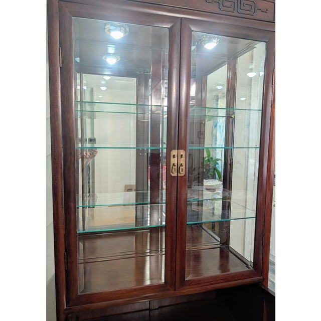 1980s Chinese Solid Hardwood Display Cabinet/Curio Hutch For Sale - Image 10 of 10