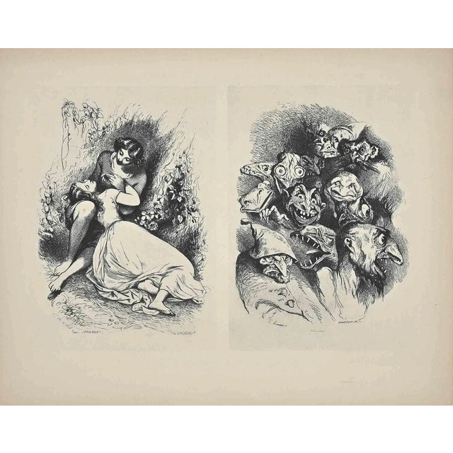 Tony Johannot, Brugnot Et Tamisier, Original Woodcut, 19th-Century For Sale - Image 3 of 3
