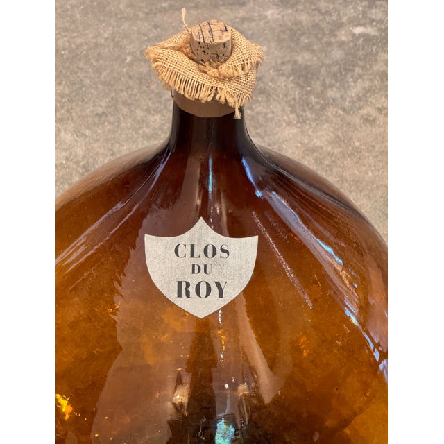19th Century Amber Glass Demijohn, Labeled Clos Du Roy For Sale - Image 5 of 5