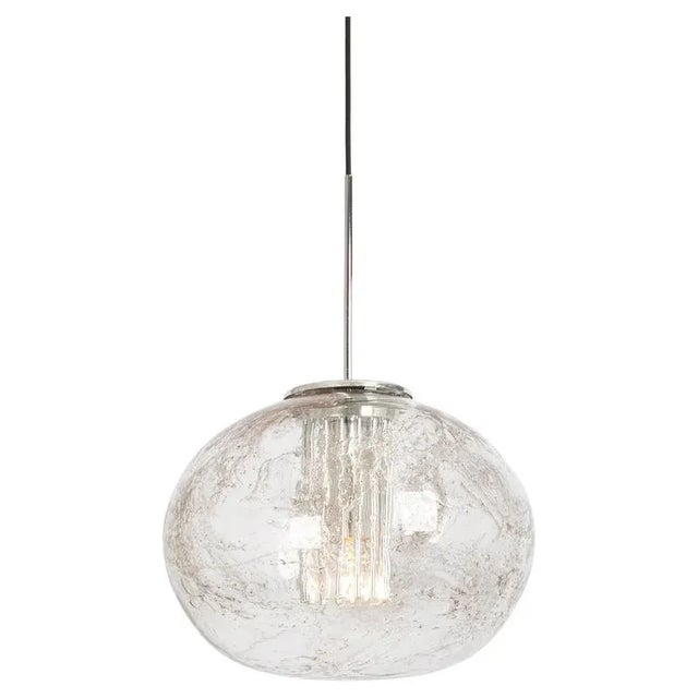 Glass Ball Pendant Light attributed to Doria, Germany, 1970s For Sale - Image 12 of 12