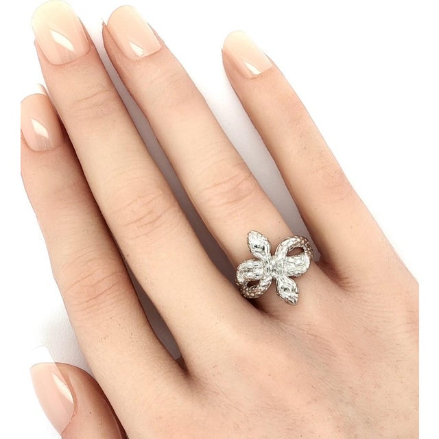 Contemporary Mid 20th Century Platinum Double Snake Bypass Band Ring Size 5.5 For Sale - Image 3 of 7
