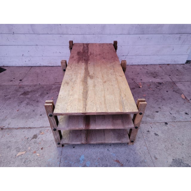Rustic 1990s Arhaus Rustic Modern Teak Wood Coffee Table For Sale - Image 3 of 18