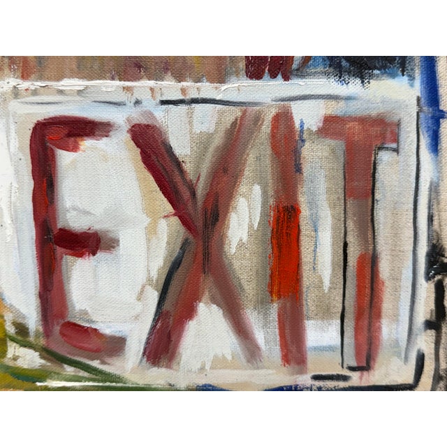 Early 21st Century Original Artwork Signed Jeanette Pop Art Reindeer on Linen Woven Fabric For Sale - Image 5 of 12