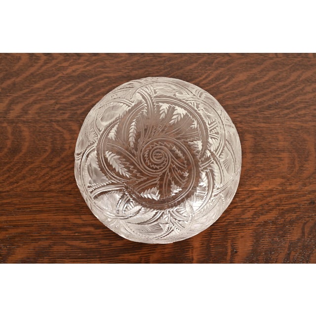 Glass Lalique "Pinsons" Art Deco Frosted Crystal Glass Bowl For Sale - Image 7 of 10