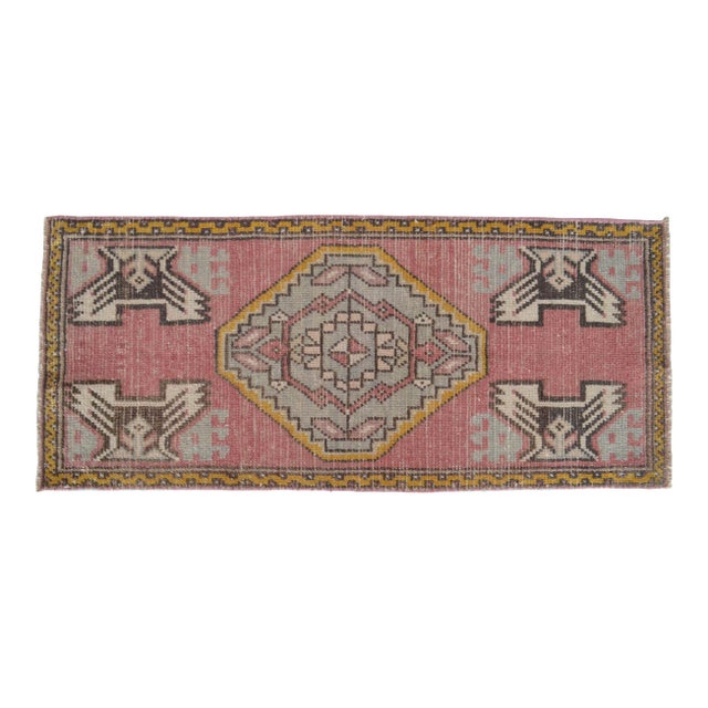 1970s Hand Knotted Door Mat, Entry Decor, Bath Mat, Kitchen Decor, Small Rug, Turkish Rug , Laundry Room Decor - 1'7" X 3'71" For Sale