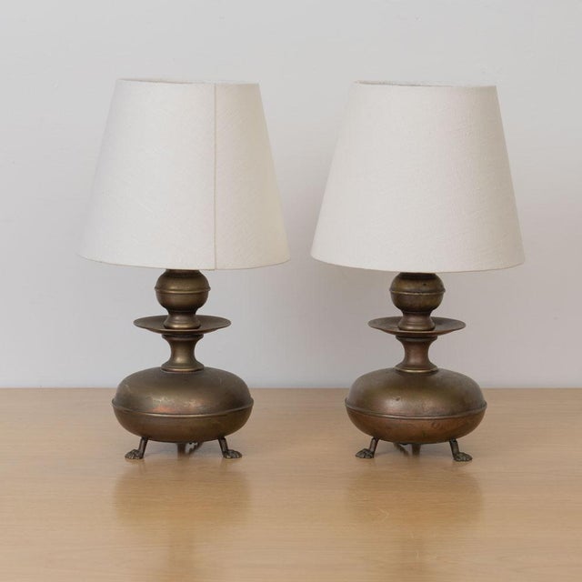 Pair of French Antique Metal Table Lamps For Sale - Image 4 of 13