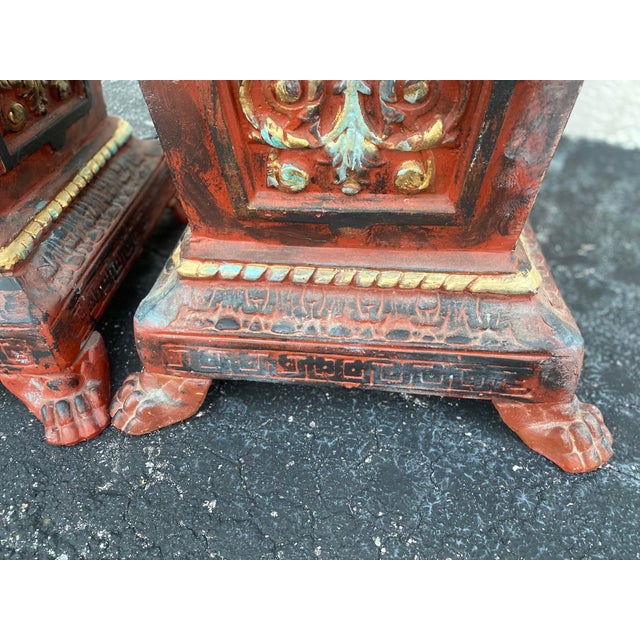 Monumental Antique French Cast Iron Garden Planters Painted With Claw Feet - A Pair For Sale - Image 12 of 12