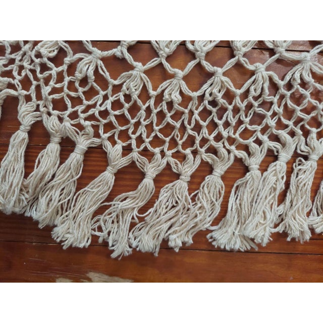 Late 20th Century Fishnet Boho Crochet Tied Knotted Tassels Throw For Sale In Greensboro - Image 6 of 12