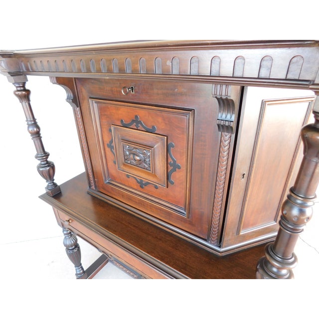 Jacobean Antique Mahogany Jacobean Style Petite Size Drop Front Desk 37"w For Sale - Image 3 of 16