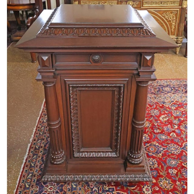 Victorian Monumental Victorian Style Mixed Wood Pedestal Cabinet For Sale - Image 3 of 14