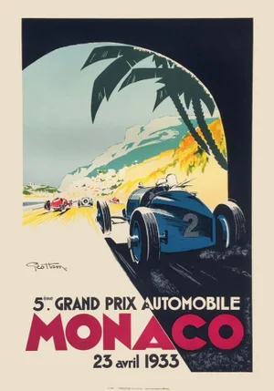1990s After Géo Ham Grand Prix De Monaco 1933 Lithograph Poster