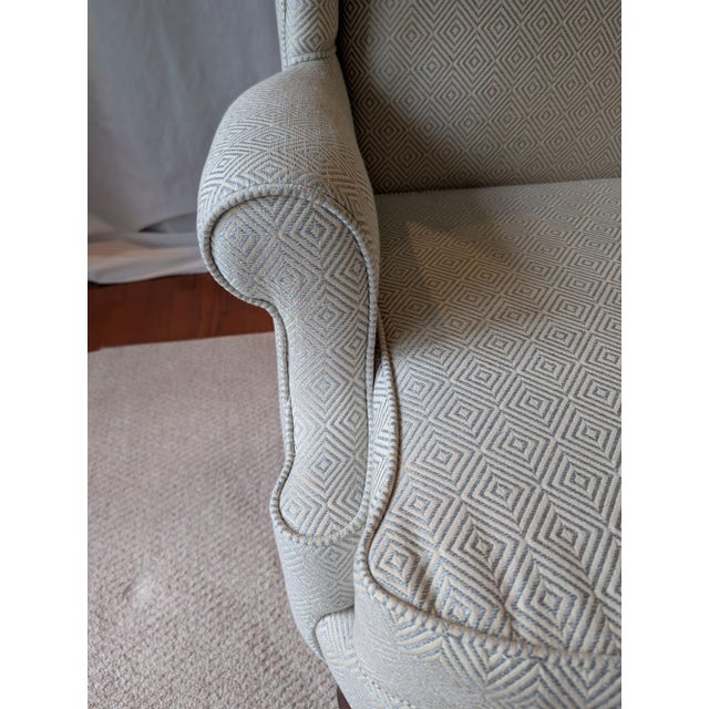 Wood Wing Back Chair and Ottoman For Sale - Image 7 of 18