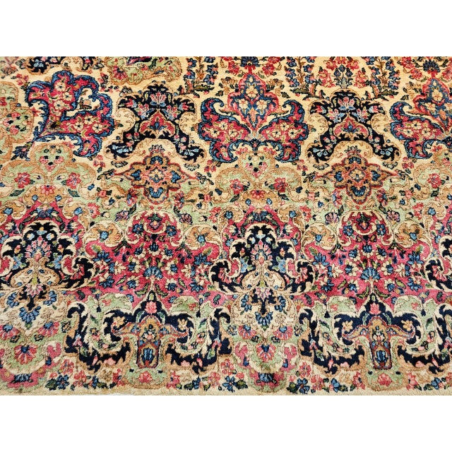 Vintage Oversized Persian Kerman Rug, Hand-Knotted Wool, Allover Floral Pattern, Ivory & Red, 11’ X 18’ For Sale - Image 13 of 14