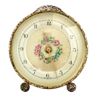 Vintage Filigree Petit Pointe Alarm Clock For Sale