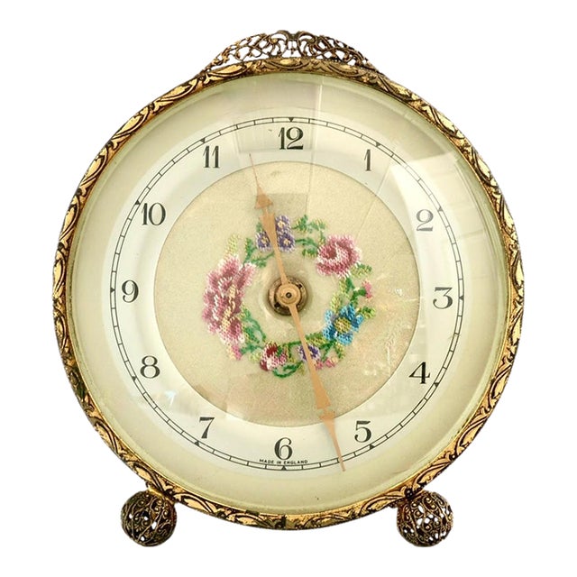 Vintage Filigree Petit Pointe Alarm Clock For Sale