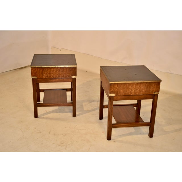 Pair of Campaign Style Mahogany Side Tables, Circa 1960's For Sale In Greensboro - Image 6 of 9