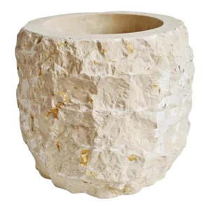 Chiseled Travertine Container Medium