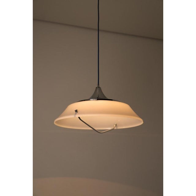 Space Age Acrylic Glass Dish Pendant with Chrome Detail, 1970s For Sale - Image 6 of 10