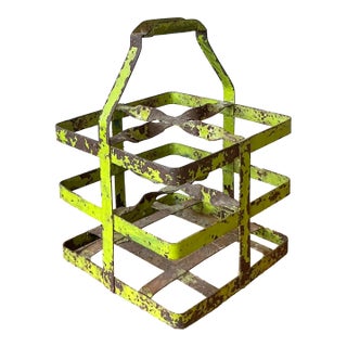 Vintage Boho Distressed Bottle Carrier For Sale