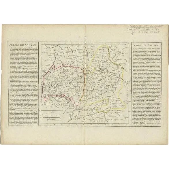 Late 18th Century Antique Map of Swabia by Clouet, 1787 For Sale - Image 5 of 5