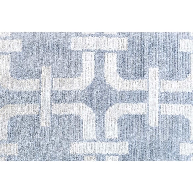 Art Deco Modern Geometric Chain Link Slate Gray Rug "Cadena" by Doris Leslie Blau For Sale - Image 3 of 8