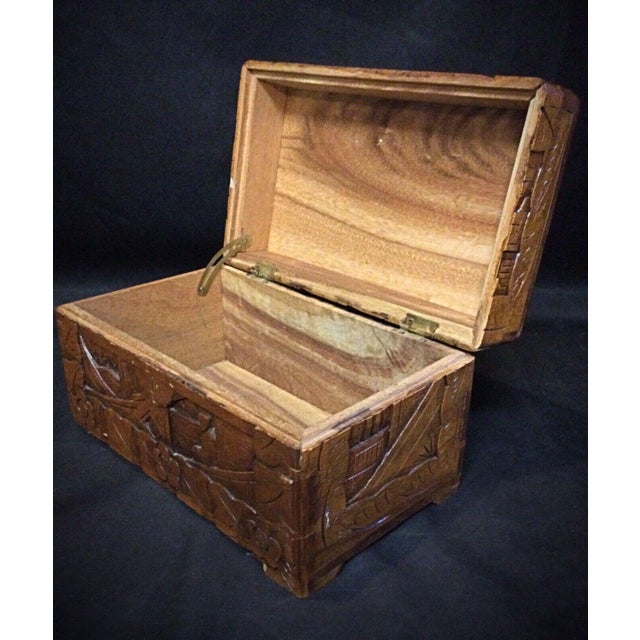 Mid 20th Century Hand-Carved Bas-Relief Storage or Jewelry Box For Sale - Image 9 of 11