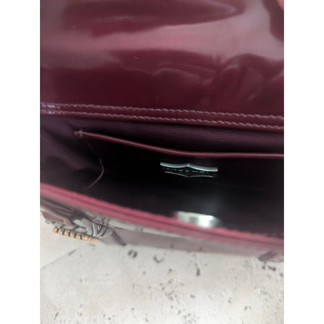 1990s Vintage Ruby Red Patent Leather Mini Structured Vicenzo Tote For Sale - Image 5 of 5