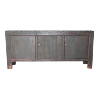 Vintage Black 3 Panel-Door Sideboard For Sale