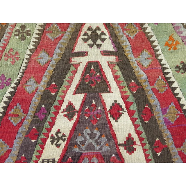Mid 20th Century Mid 20th Century Vintage Handwoven Turkish Tribal Kilim Area Wool Rug For Sale - Image 9 of 10