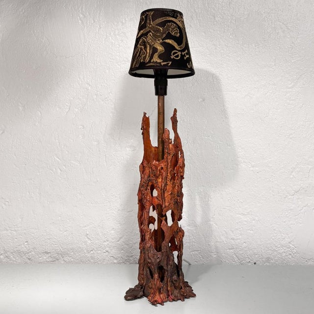 Copper Mid-Century Scandinavian Brutalist Table Lamp in Melted Copper, Sweden, 1960s For Sale - Image 8 of 8