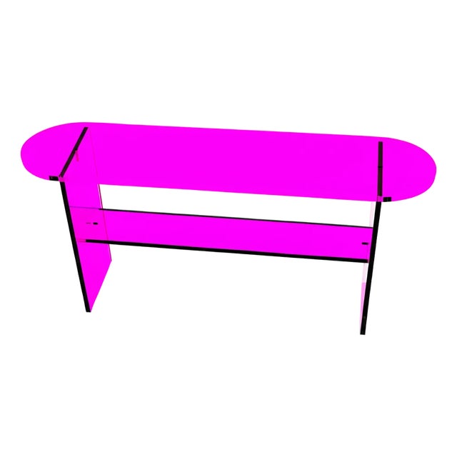 Acrylic Stylish Neon Fuchsia Console Table For Sale