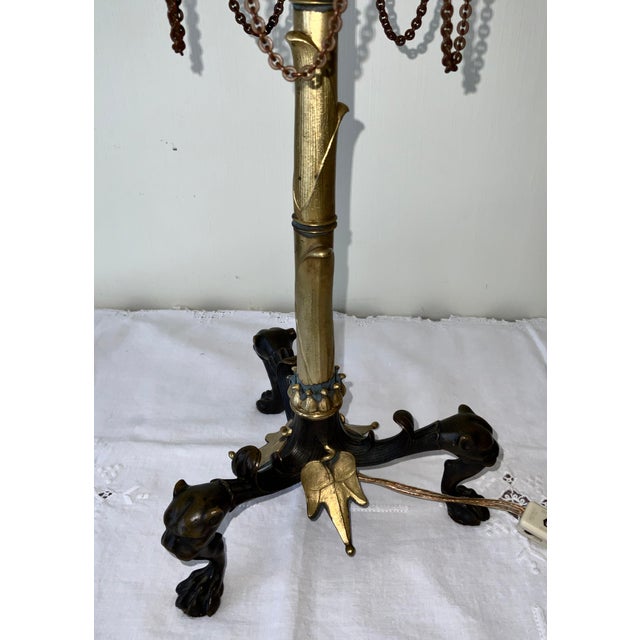 19th Century Barbedienne Foundry Attributed France Patinated & Gilt Bronze Candelabra Lamp For Sale - Image 10 of 12