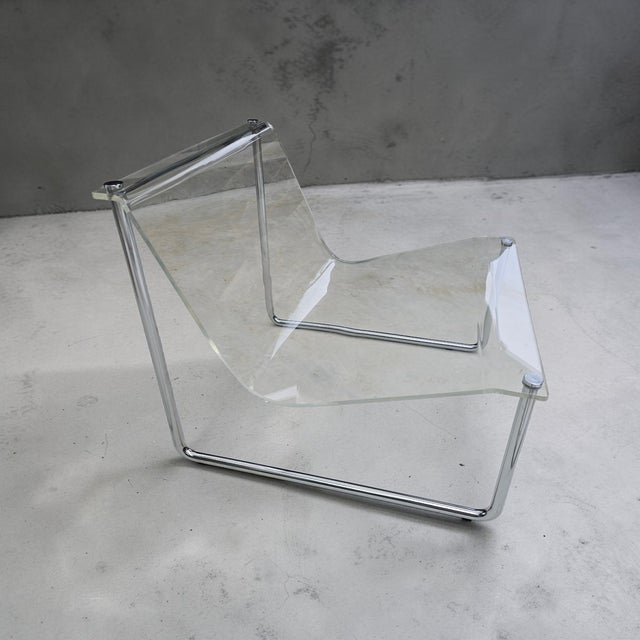 Mid-Century Modern 1960s Attributed to Charles Hollis Jones Lucite Sling Chair For Sale - Image 3 of 12