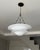 Matte White Layered Pendant Light | 4-Light Steel Shade Chandelier With Black Antique Brass Chain For Sale - Image 11 of 18