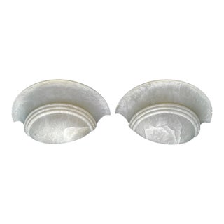 Pair Half Moon Art Deco Style Alabaster Wall Sconces For Sale