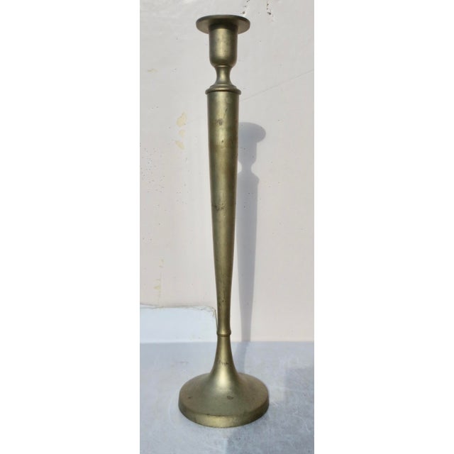 Classic form, solid cast brass, extra-tall, large-mouth seat for thick candles. The diameter is 5.5" at the foot. Cast and...