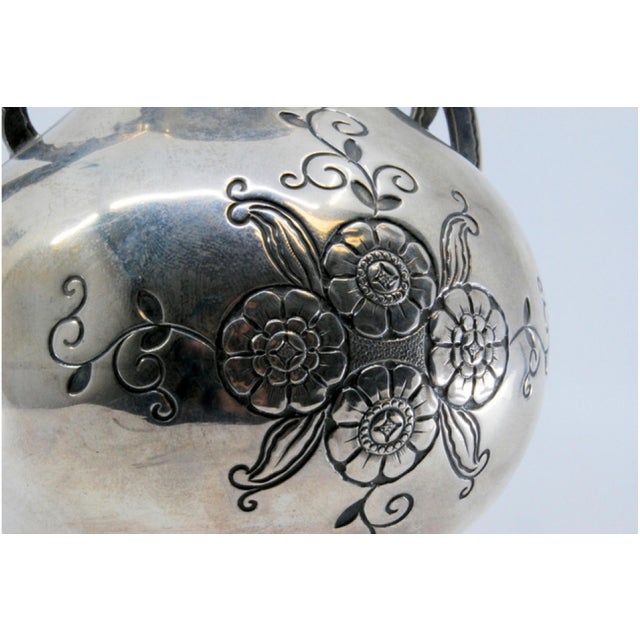 Silver Vase with Engraved Floral Motifs For Sale - Image 9 of 12