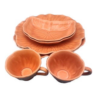 Vintage MCM Metlox Poppytrail Lotus Dinner & Salad Plates With Mug - 6pcs For Sale