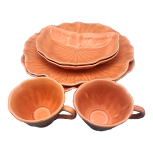 Vintage MCM Metlox Poppytrail Lotus Dinner & Salad Plates With Mug - 6pcs