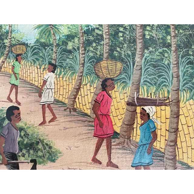 1980s 1980s Vintage Oil on Canvas Haitian Painting, Framed For Sale - Image 5 of 7