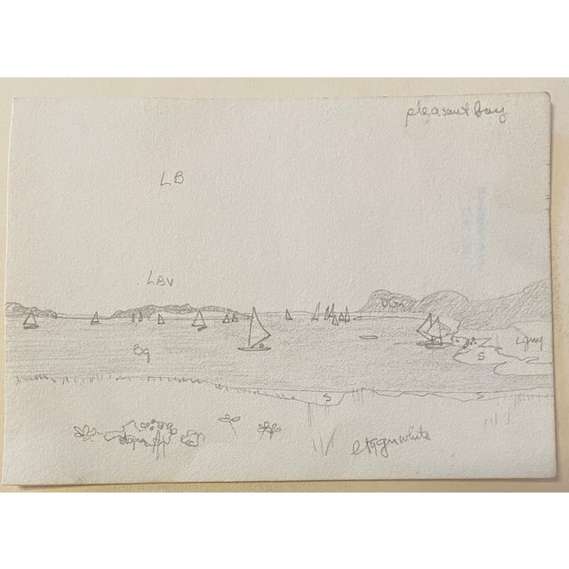 Drawing on paper of Pleasant Bay on Cape Cod by Robert Henry Angeloch (1922-2011). Location written on the front and...