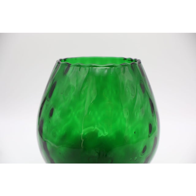 Mid-Century Modern Mid-Century Modern Italian Green Diamond Optic Glass Brandy Snifter Vase by Empoli, 1960s For Sale - Image 3 of 5